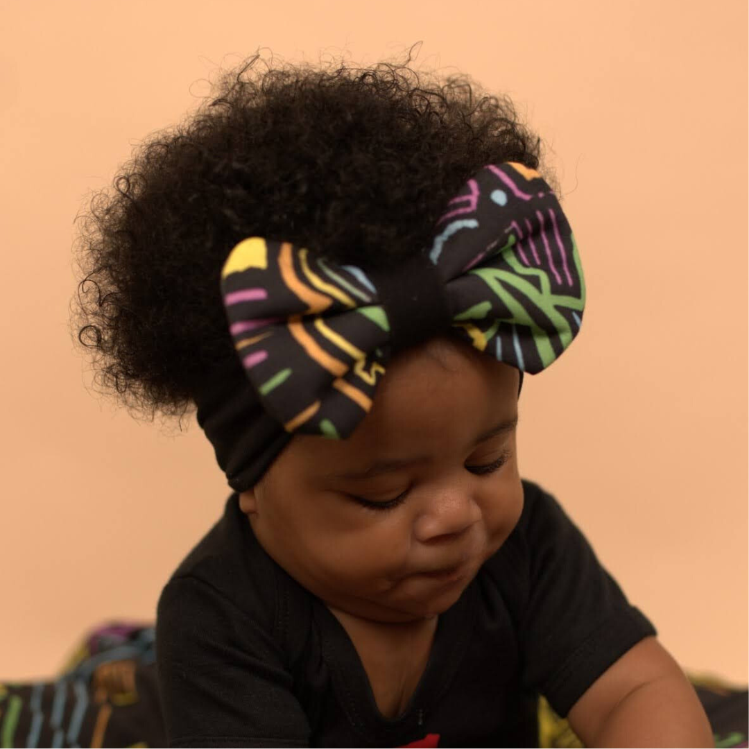 baby girl black bow tribal