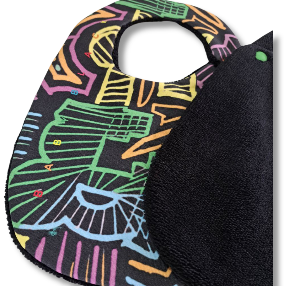 baby bib colourful african print towelling